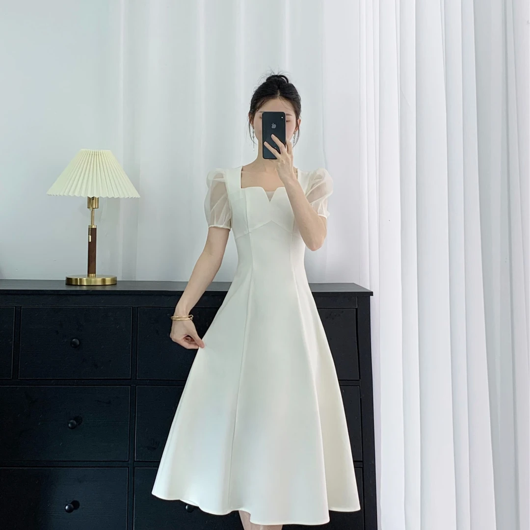 拉夏贝尔25现货清仓气质小众收腰显瘦清凉设计感连衣裙 2160 KQC