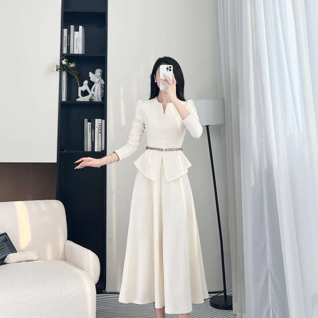 拉夏贝尔/25年秋季款长袖收腰百搭显瘦上衣+半身裙 10064 ACJ