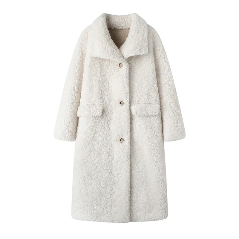 YUNSHANG  TOWN/云赏小镇冬新款皮毛一体加厚保暖大翻领毛毛外套