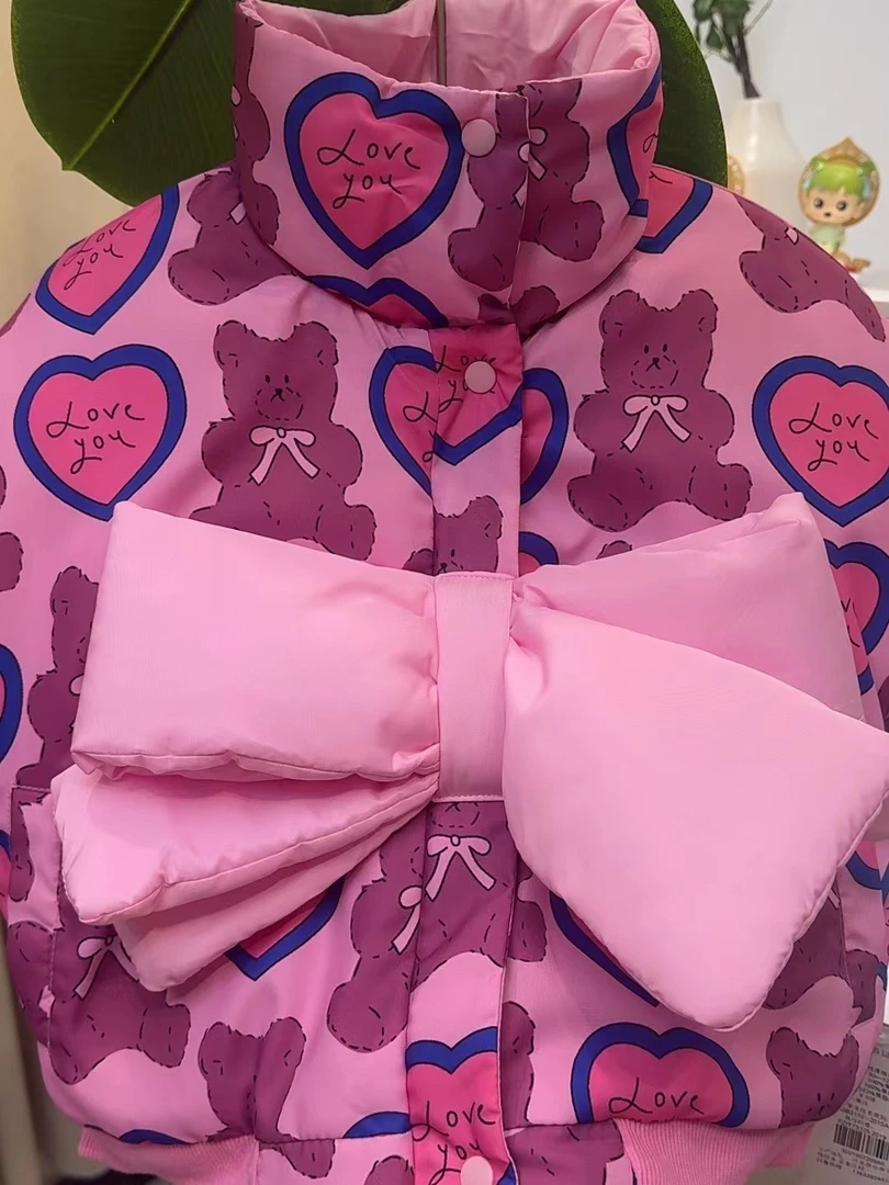 【满印爱心熊棉袄】冬季女童时尚洋气加绒加厚保暖一件过冬巨厚棉服