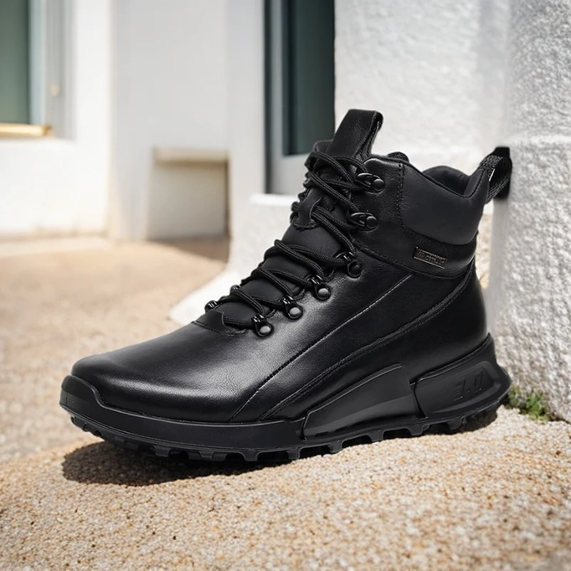 862052H秋冬户外男新款休闲运动真皮舒适减震高帮加棉保暖健步鞋