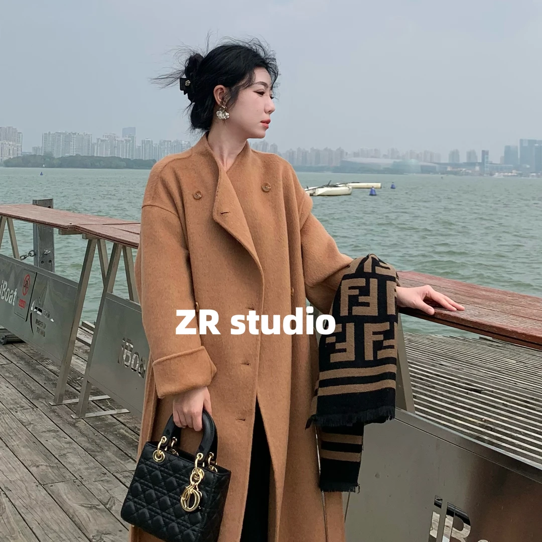 ZUO ER STUDIO【巴黎邂逅驼色宽松慵懒气质长款双面呢大衣】