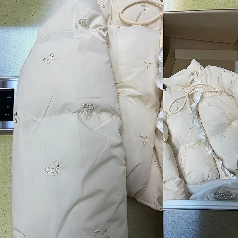 冬季新款甜美刺绣小个子设计感面包服重工棉衣粉色外套立领棉服