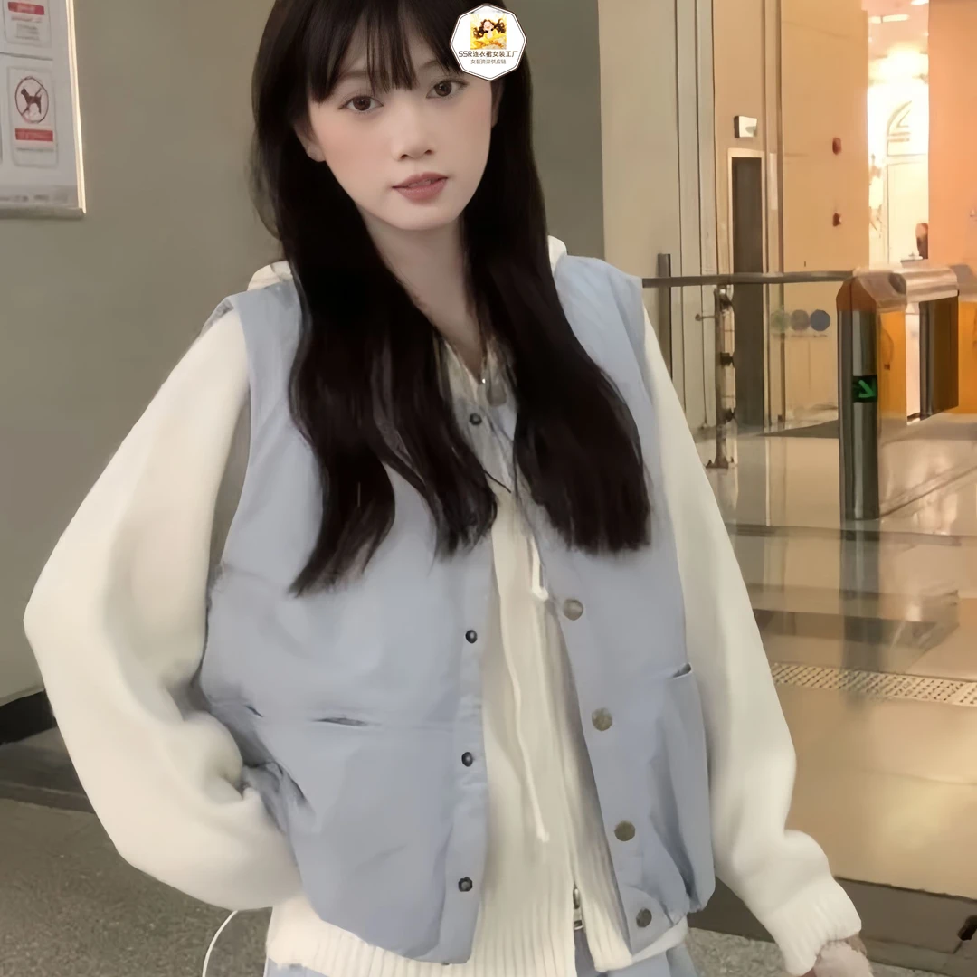 秋季新款甜美叠穿针织毛衣两件套女装学院风温柔软糯开衫马甲