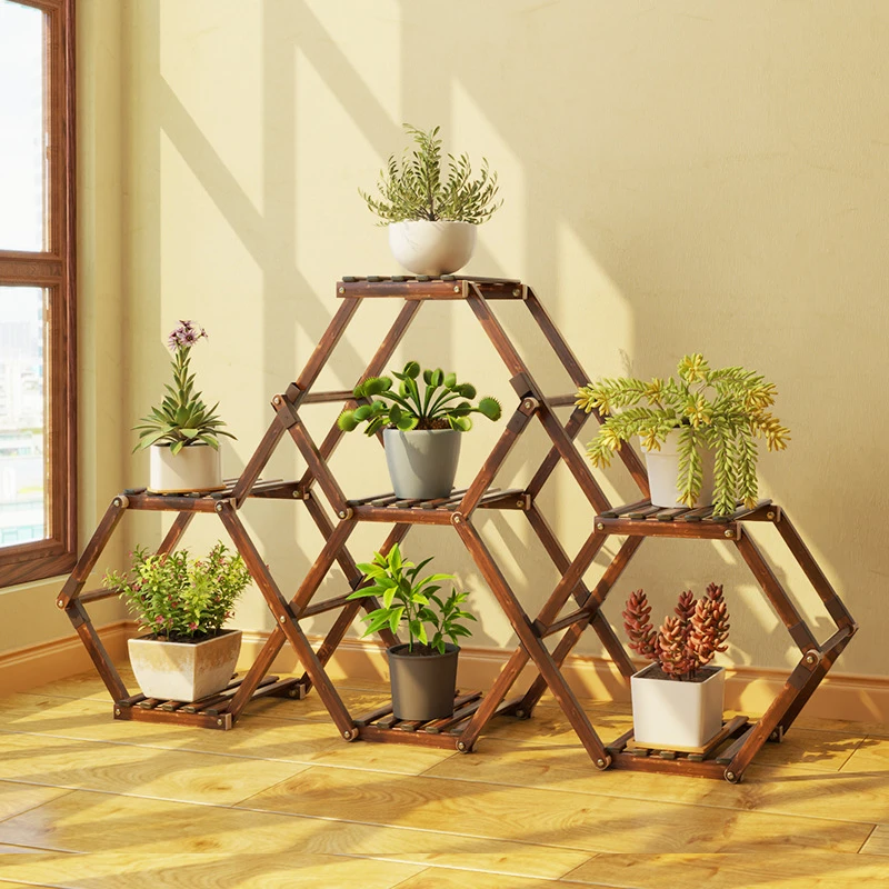 花架子客厅室内家用花盆架实木置物架多层特价多肉阳台养花架批发
