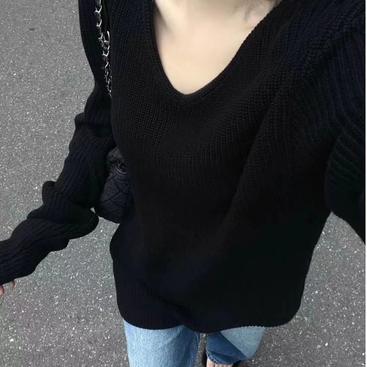 【胖嘉】胖MM200斤大码女装针织衫毛衣韩版2024秋冬胖妹妹V领打底衫