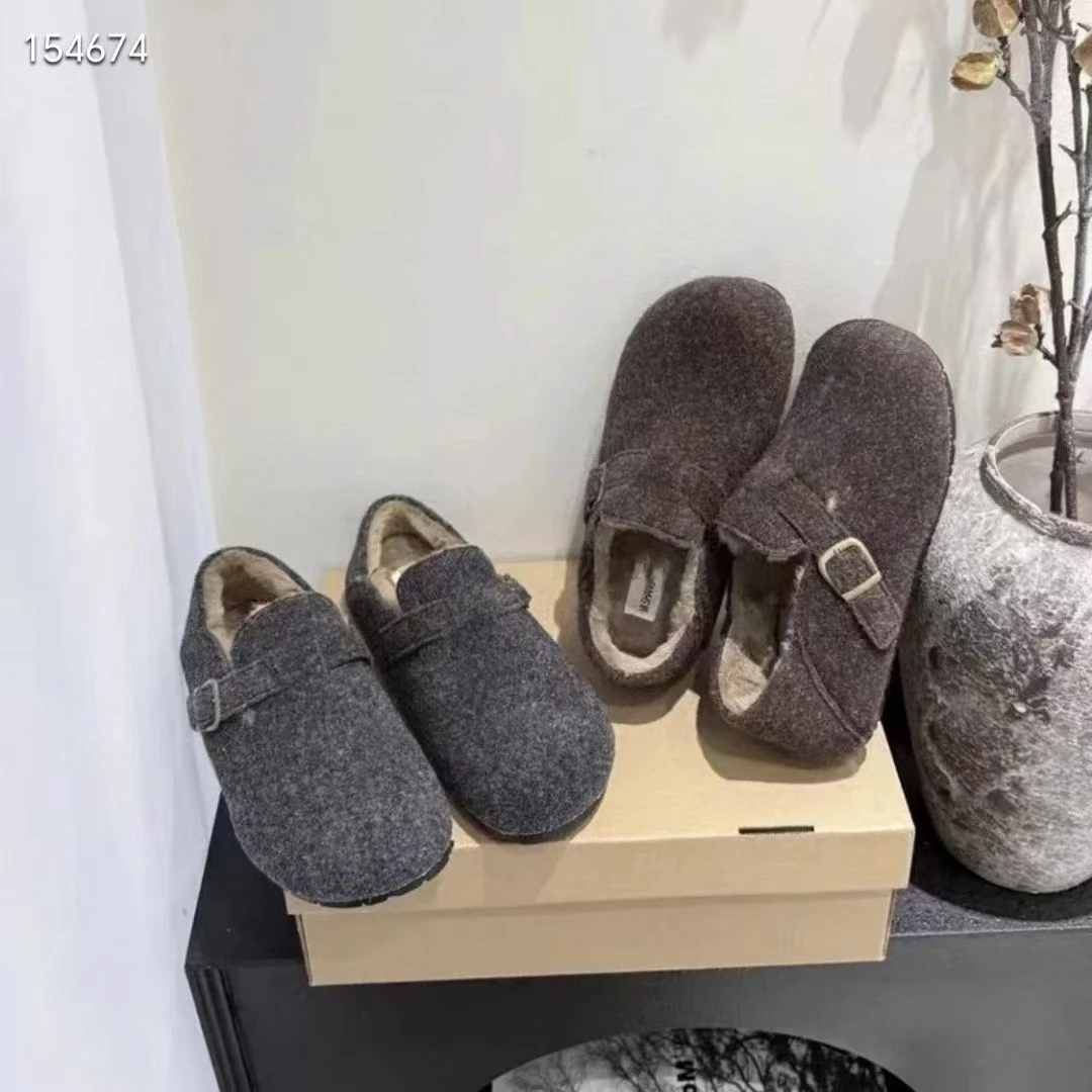 2024冬新款勃肯加绒保暖女棉鞋