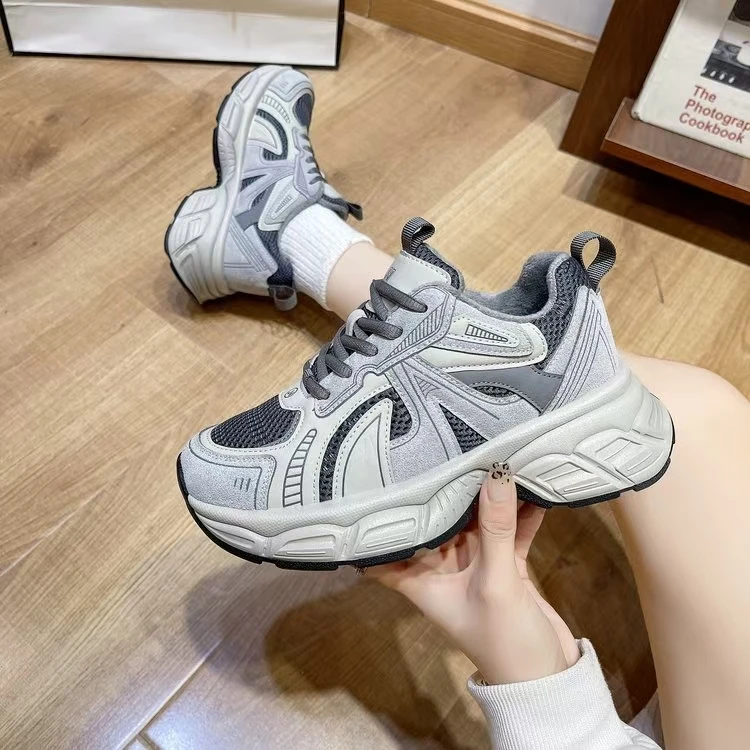 2024加绒超轻厚底休闲鞋百搭软底老爹鞋XXC