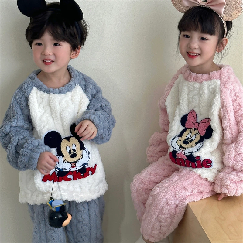 【爆款】迪士尼儿童男童女童中大童家居长加厚毛绒加绒秋冬季D