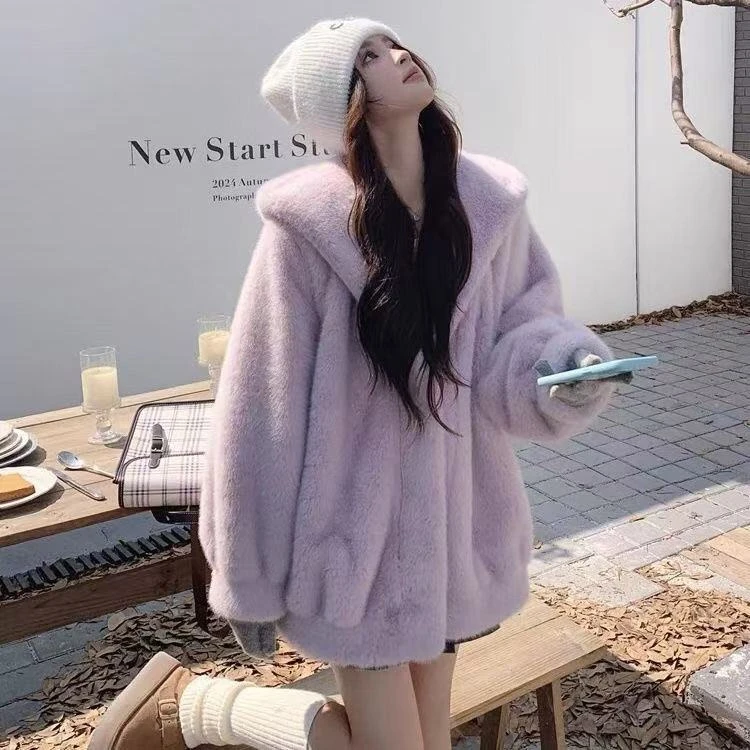 人造皮草 环保皮草外套女短款2024年冬季新款加厚毛绒保暖大衣