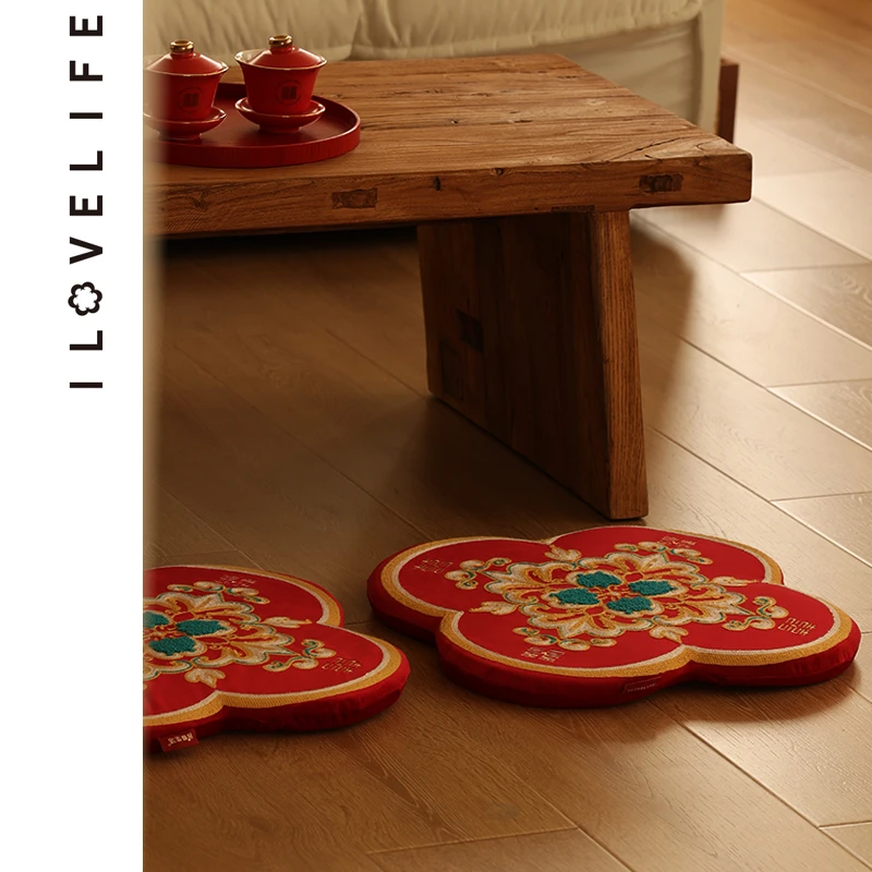 圆满敬茶跪垫新娘坐福垫加厚敬茶改口垫新中式婚礼轻奢天鹅绒小众