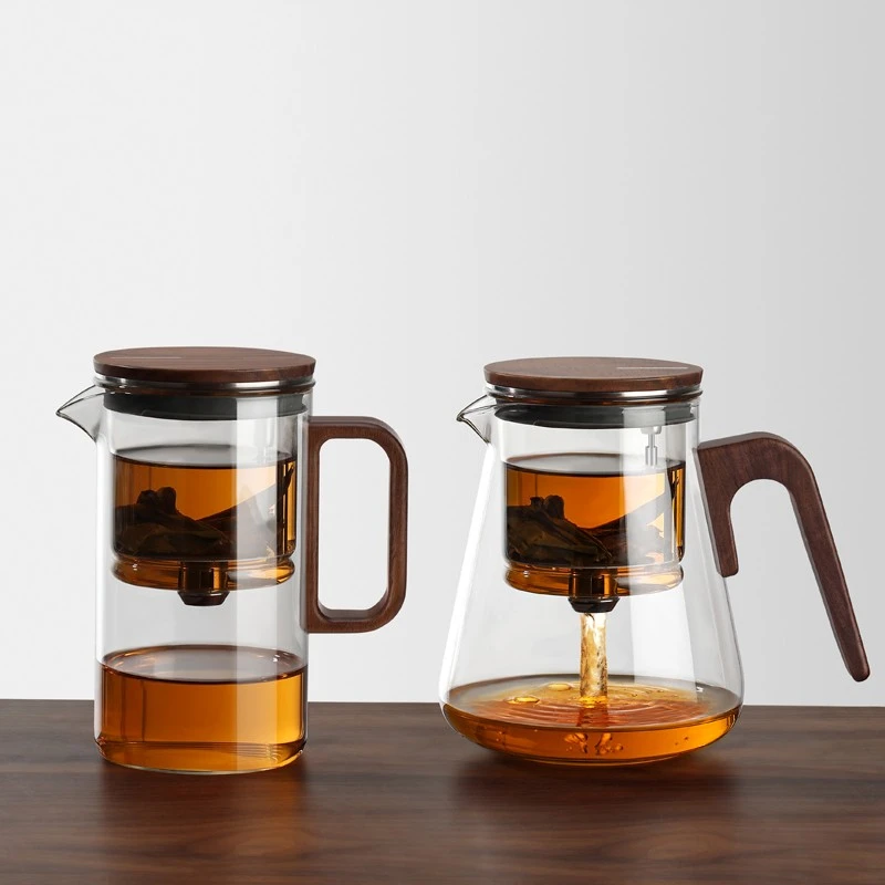 邦田 全玻璃内胆飘逸杯 磁吸旋转茶水分离过滤泡茶壶家用茶具茶杯