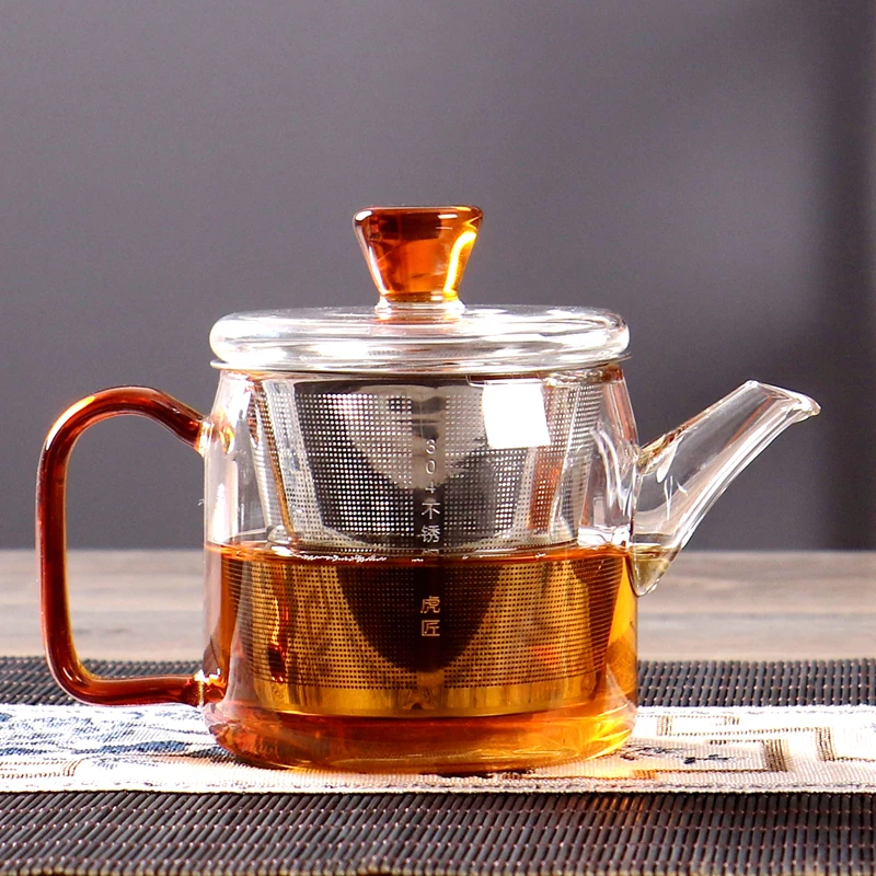 虎匠新款加厚耐高温玻璃茶壶小号家用茶具泡茶专用茶水分离带过滤