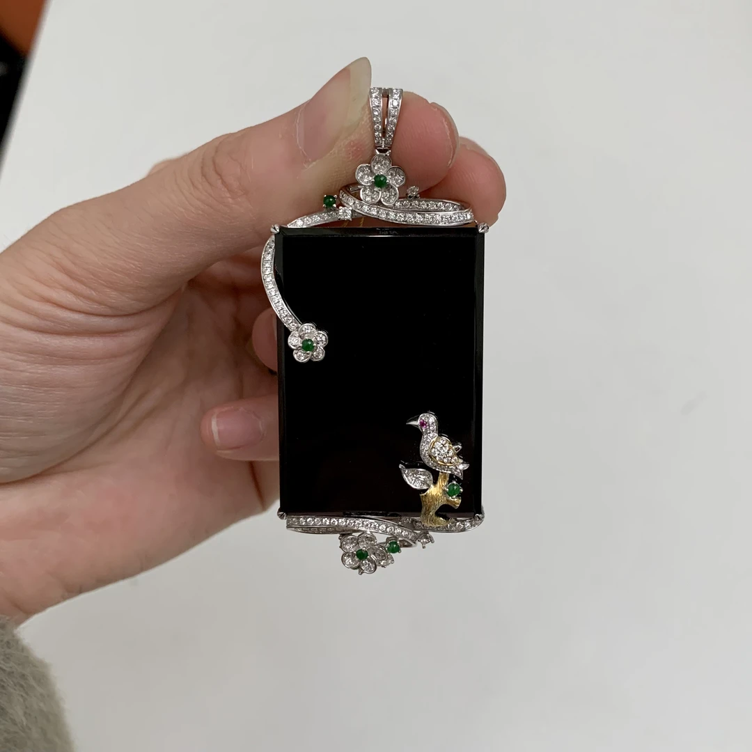 墨翠无事牌吊坠不含链 一刀切无封底