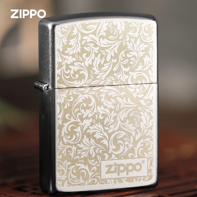 ZIPPO打火机双面蔓草唐草花205光板镀铬520送男朋友礼物TCJ1