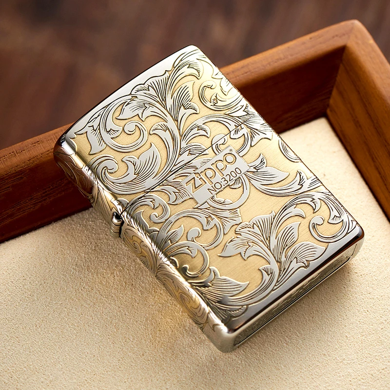 ZIPPO/之宝打火机正品 金冰五面镀铬大唐草 防风中秋国庆男士礼物