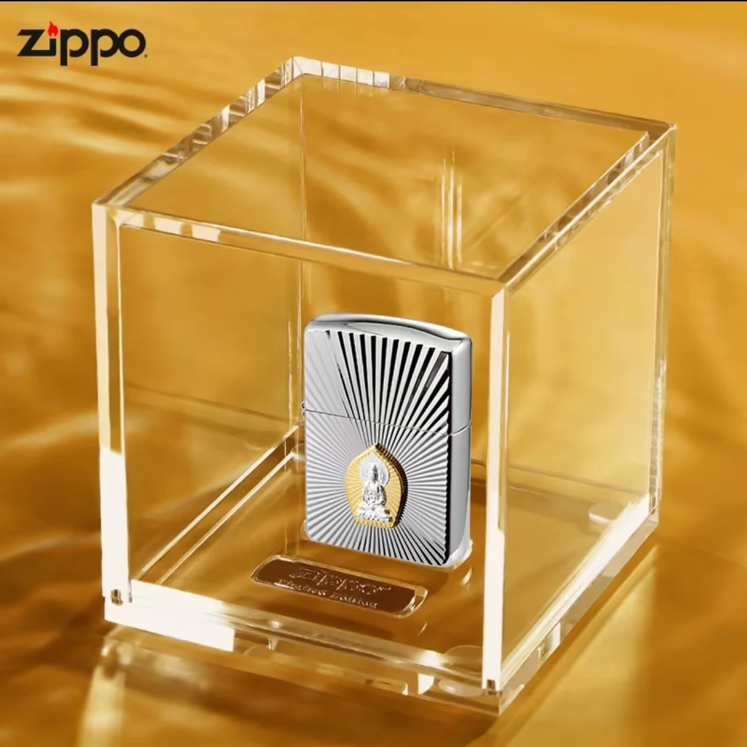 ZIPPO/之宝打火机正品银贴章 观音礼盒 高档防风男女朋友生日礼物