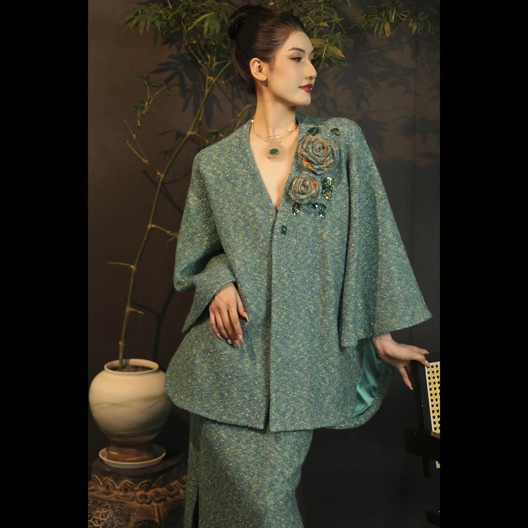 【温莎往事】XM24年秋冬轻奢高级感气质羊毛慵懒风毛呢女士宽松外套