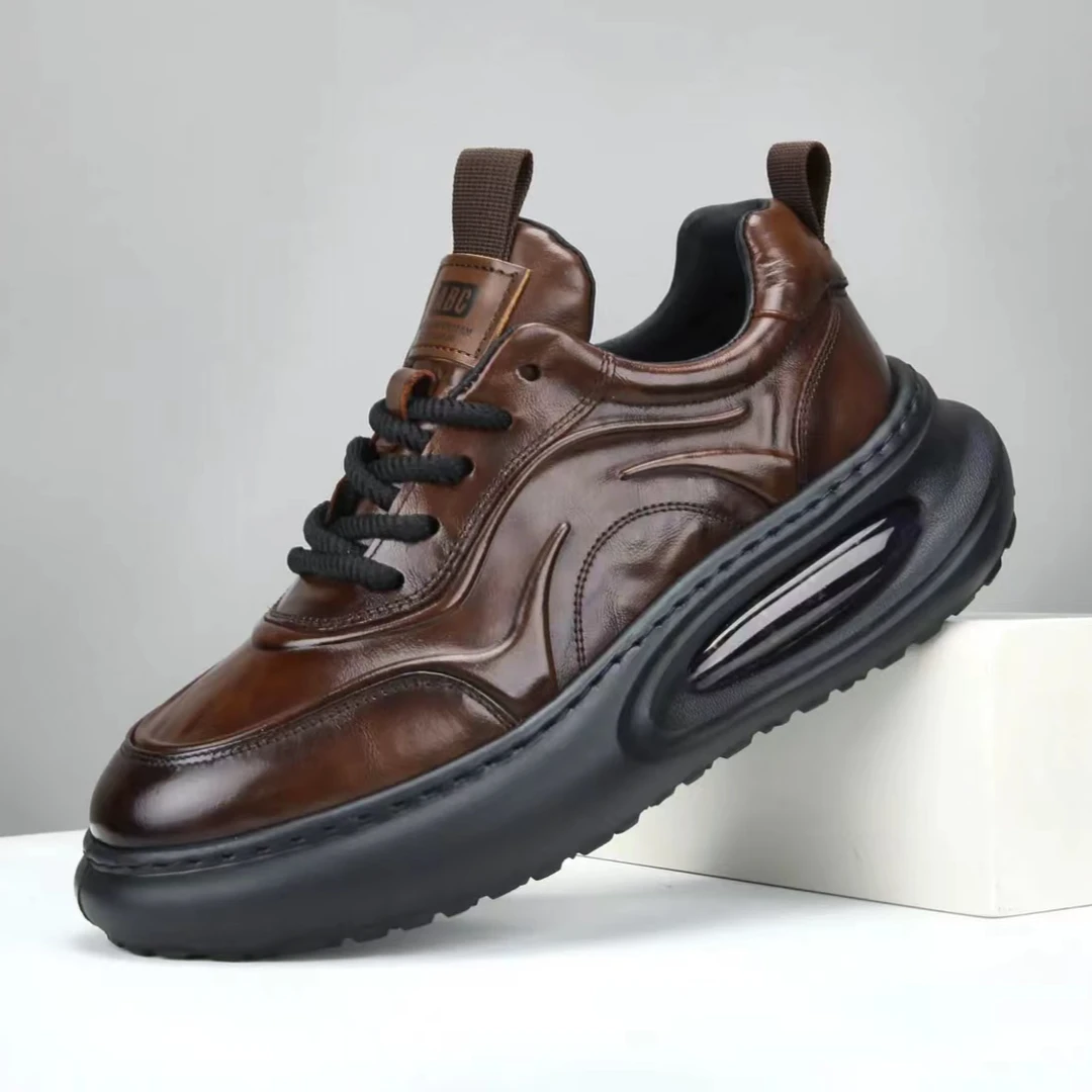 春季新款头层牛皮男士时尚休百搭秋冬男款休闲鞋