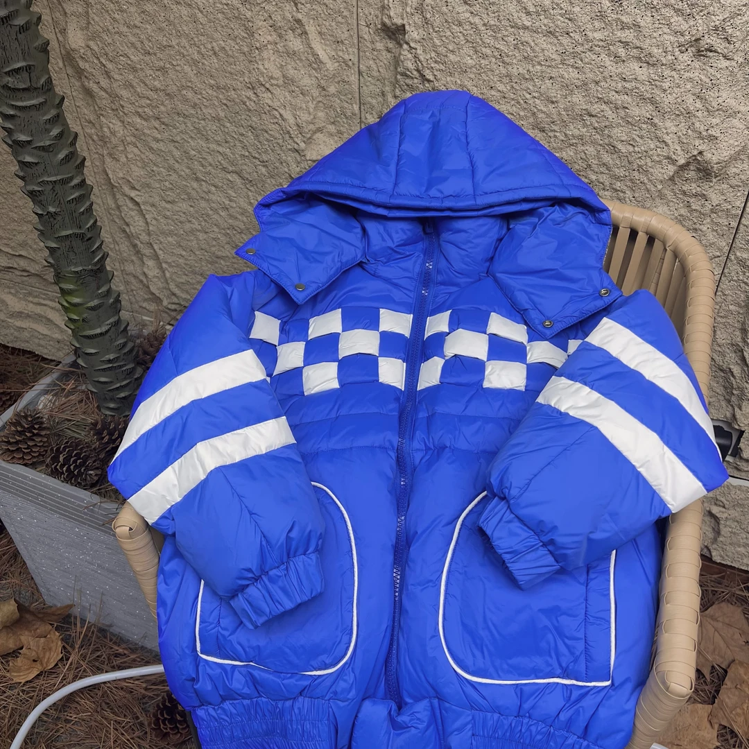 【清仓】8669棋盘格羽绒服儿童韩版羽绒外套冬季连帽保暖上衣