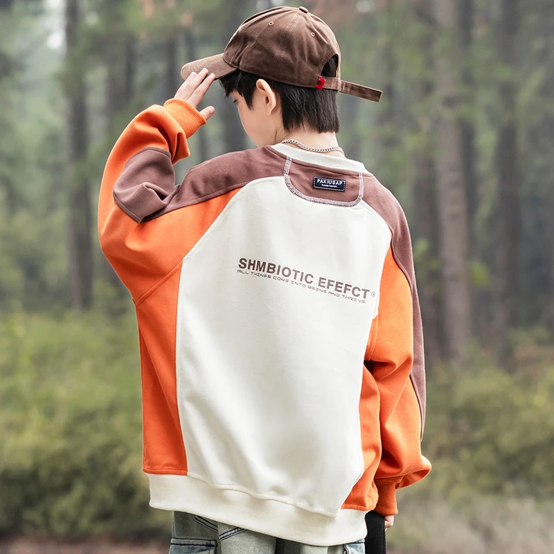 【新款】7065中大童秋装新款拼接休闲卫衣儿童秋季时尚套头上衣长袖