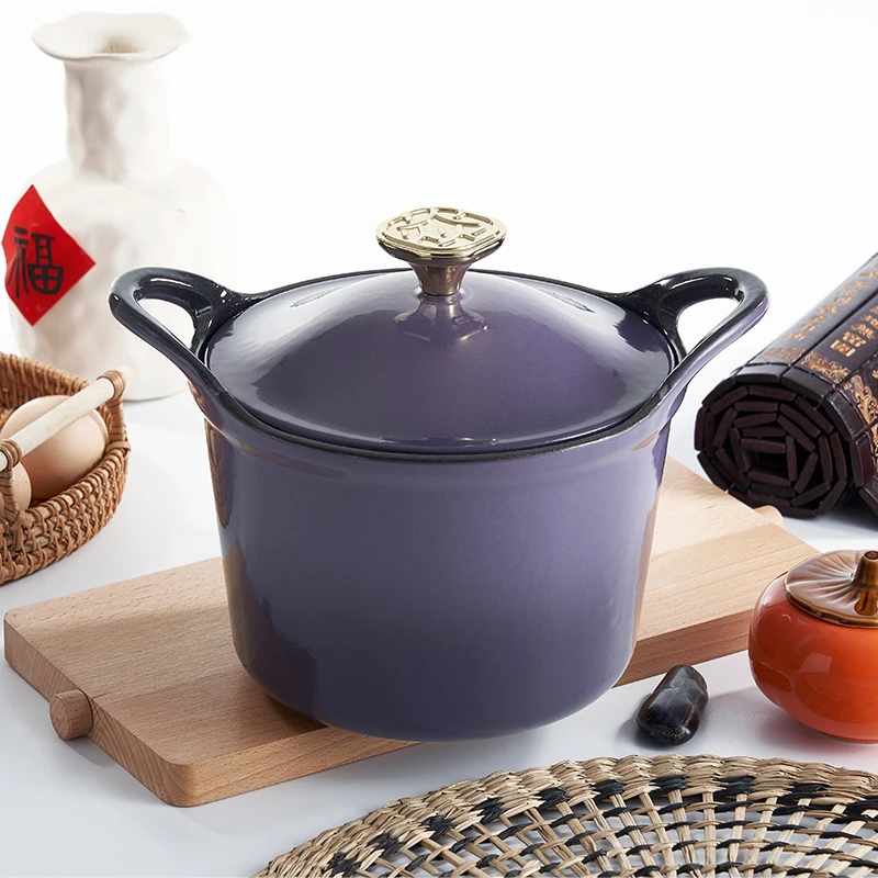 YANZAO/焱造铸铁珐琅锅18新国风锦鲤饭釜