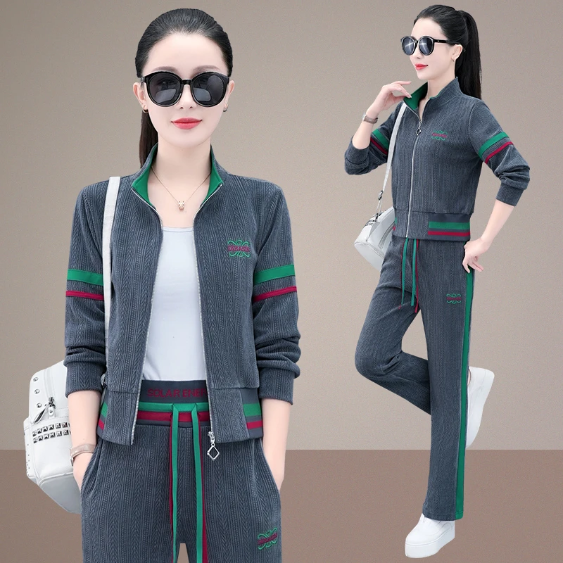 运动套装女春秋2023新款时尚韩版收腰卫衣春品牌跑步休闲服两件套