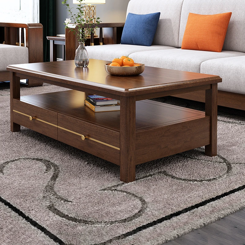 新中式实木茶几电视柜组合胡桃木客厅北欧茶桌简约小户型茶台A28