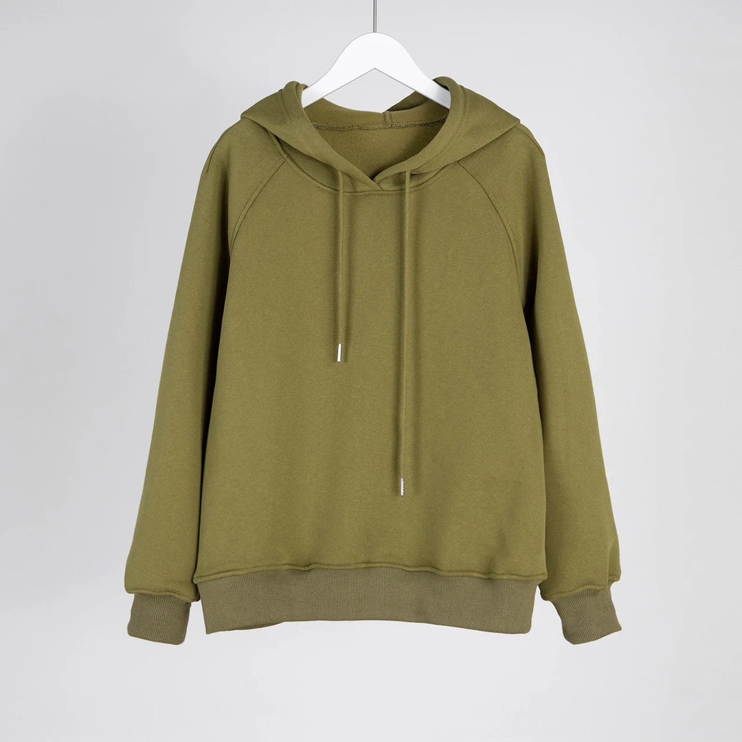 （几里与麻）舒适连帽纯色简约百搭休闲卫衣 衣长62 胸围112 0844