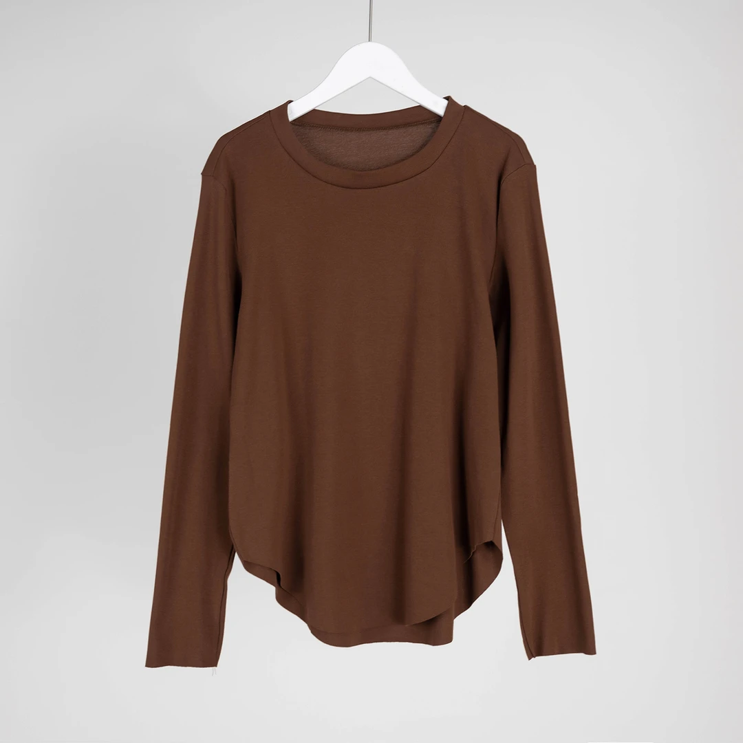 （几里与麻）休闲百搭气质纯色打底T恤 衣长63 胸围106 074113