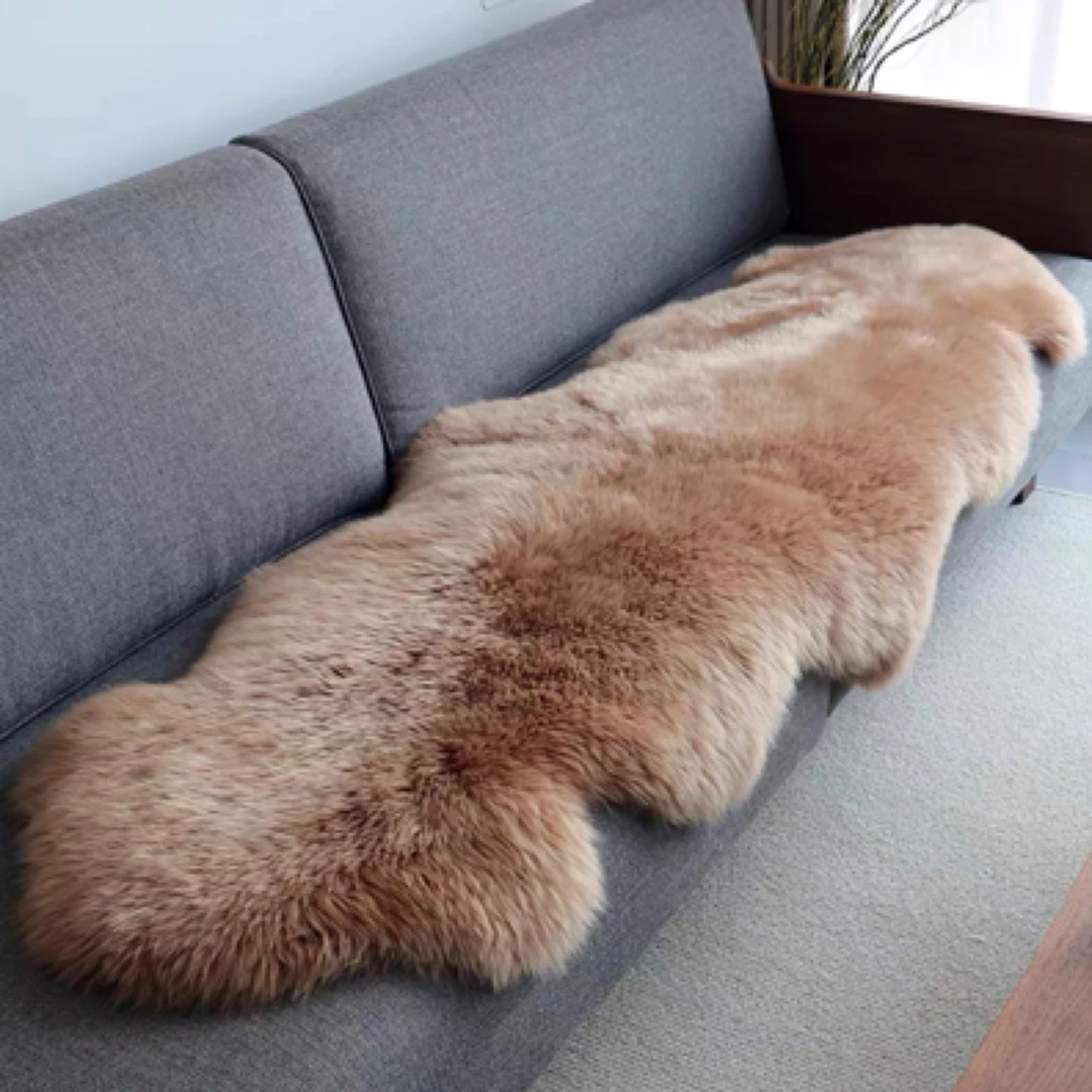 晕染粉 澳洲 真羊毛 80*200皮毛一体加厚飘窗垫卧室地毯