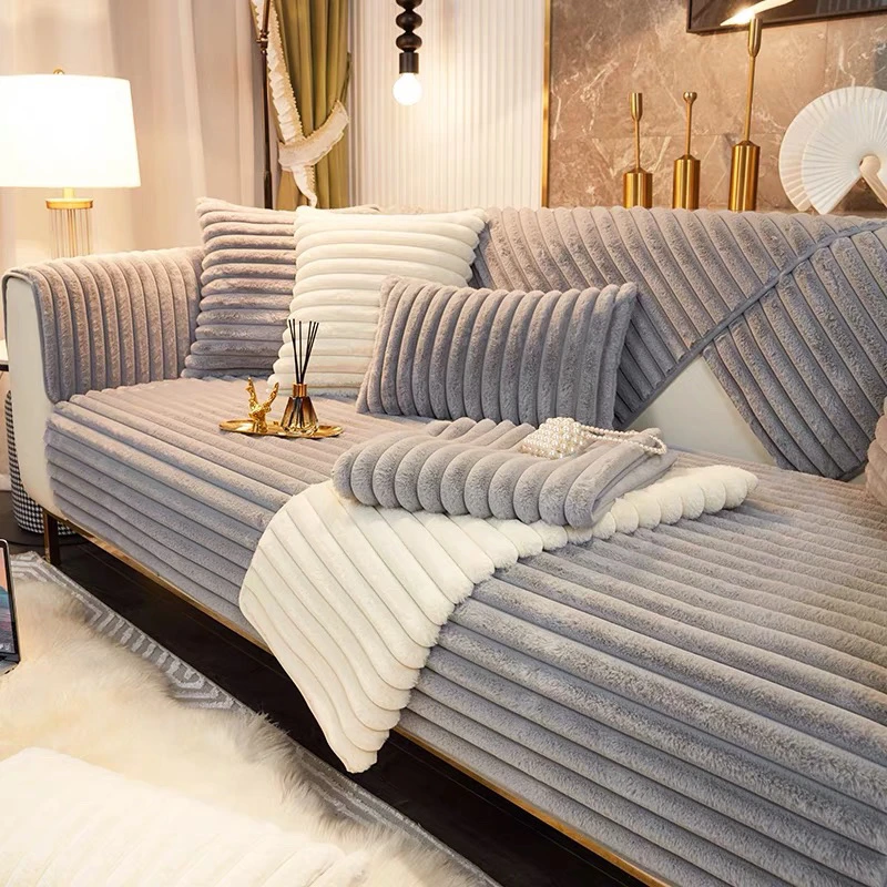 雾霾灰 竖条条75*180仿兔毛床边飘窗毯有微瑕疵