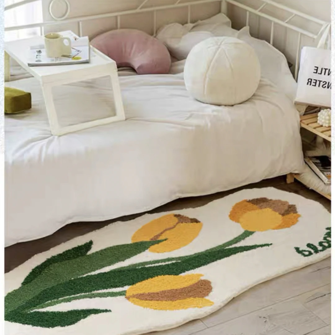 黄色郁金香 62*140 簇绒加厚 床边毯飘窗沙发垫