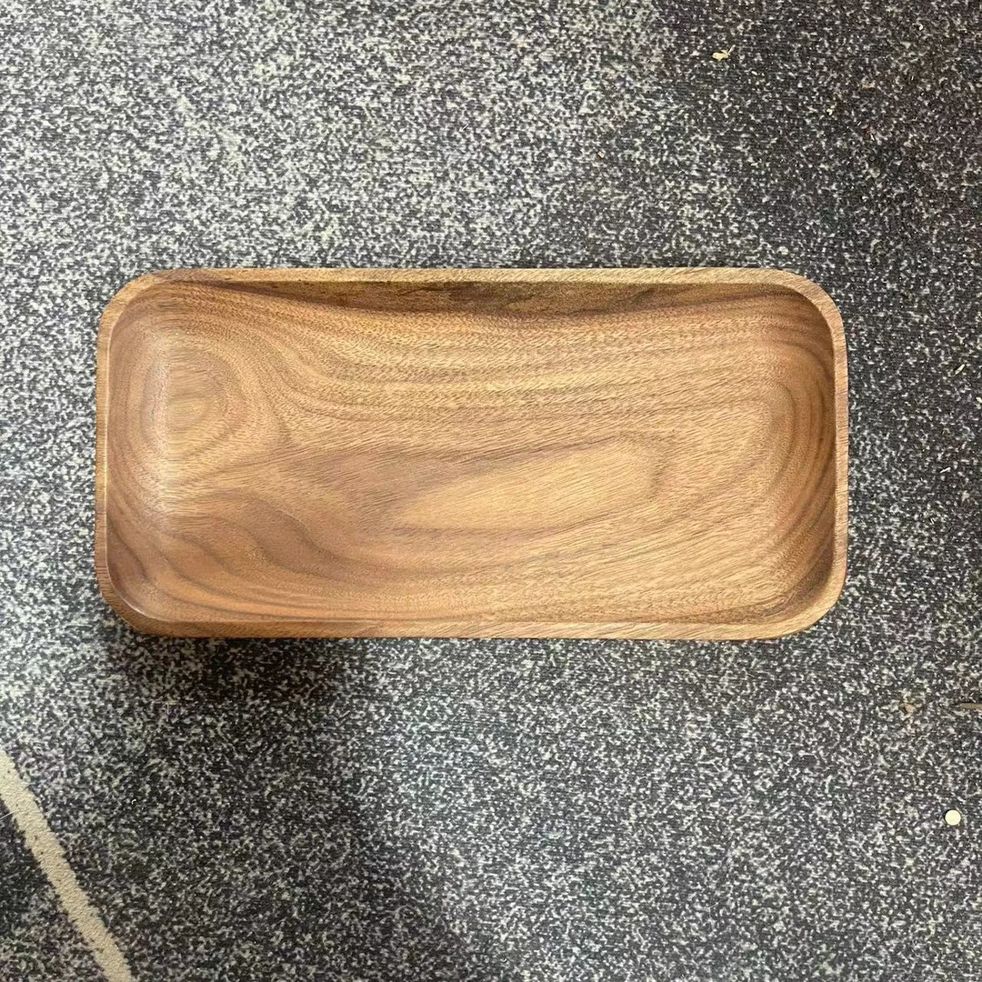 北美黑胡桃木长方盘子实木点心盘日式原木托盘长方形点心水果盘