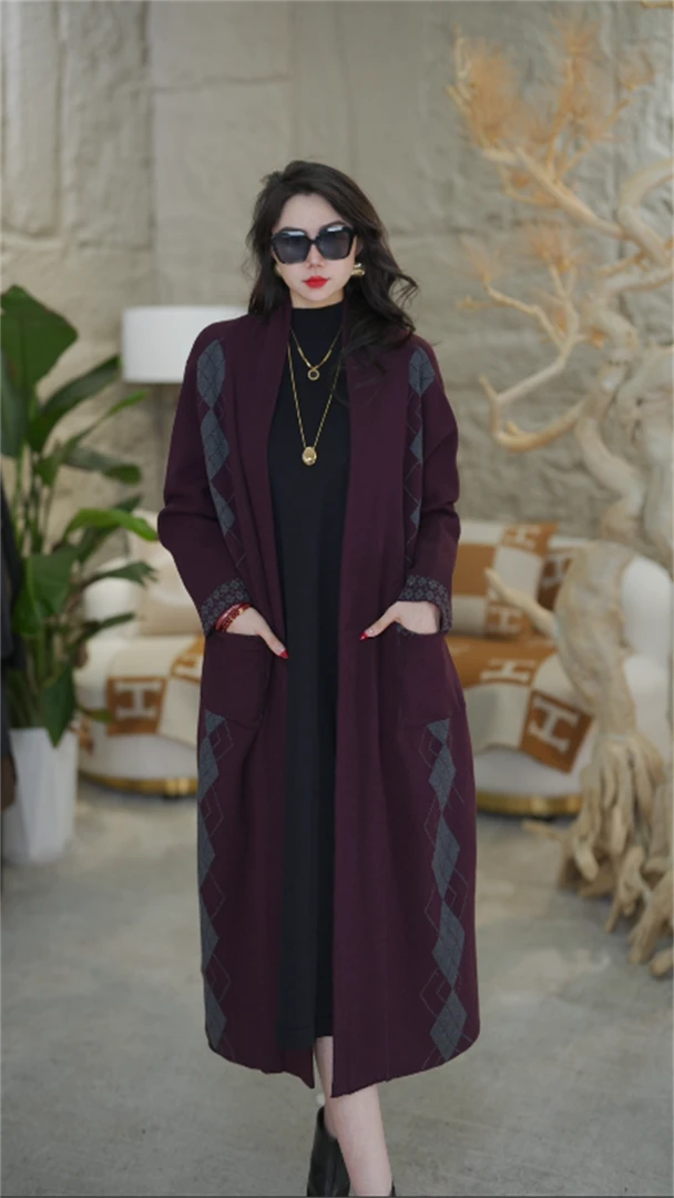 【亭亭玉立】重磅秋冬季百搭时尚羊绒气质加厚休闲女毛衣外披-4211#