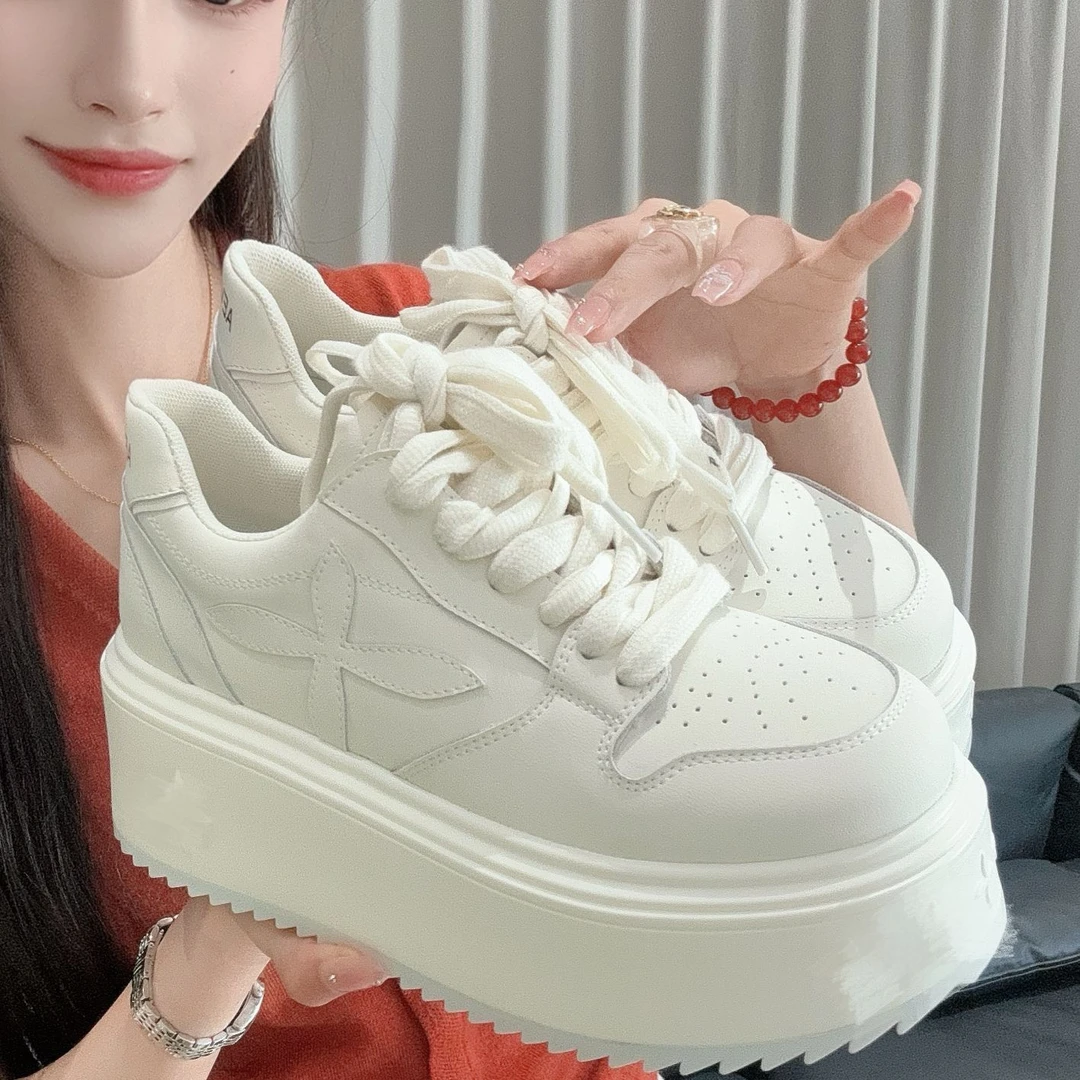 【主播自留正版小白鞋】夏季新款小白鞋休闲厚底松糕运动透气板鞋