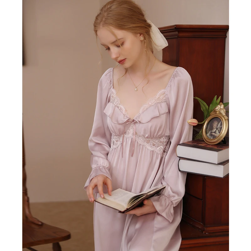 查理夫人【风荷睡裙】法式睡裙长款冰丝蕾丝性感女士睡衣睡裙
