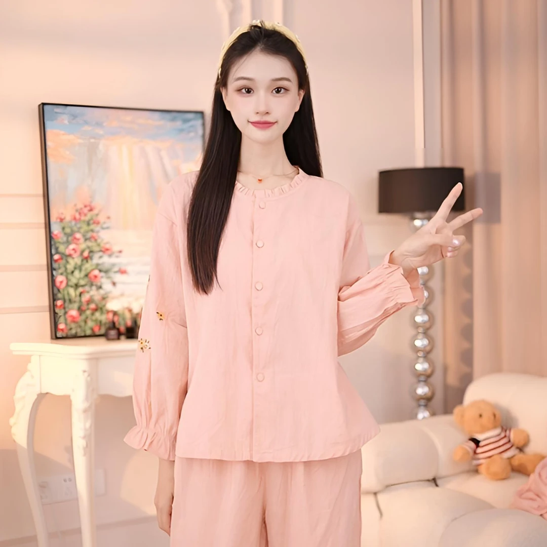 【染秋】睡衣套装睡衣春秋长袖休闲家居服夏季薄款娃娃领
