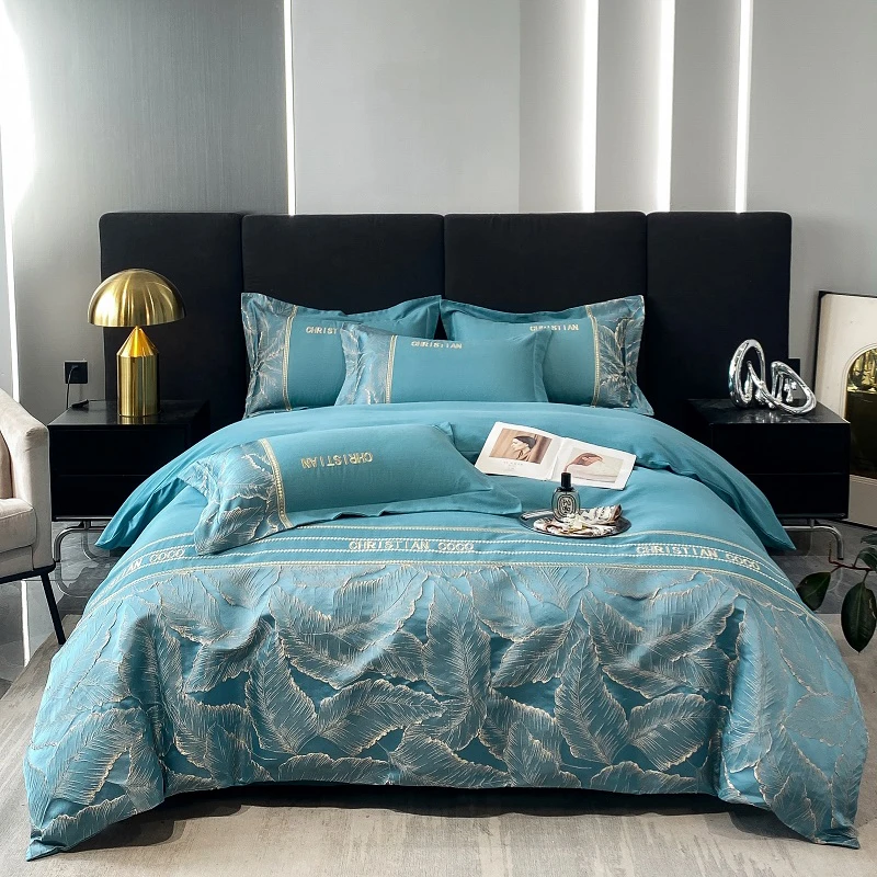 浮雕绣花加厚全棉磨毛四件套全棉轻奢欧式床单款秋冬四件套