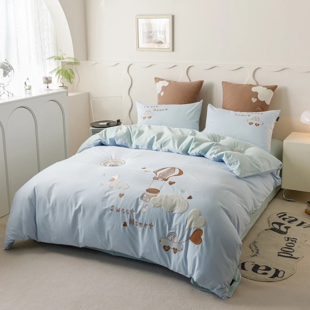 秋冬卡通刺绣全棉床单被套四件套热气球系列床单款四件套JJ