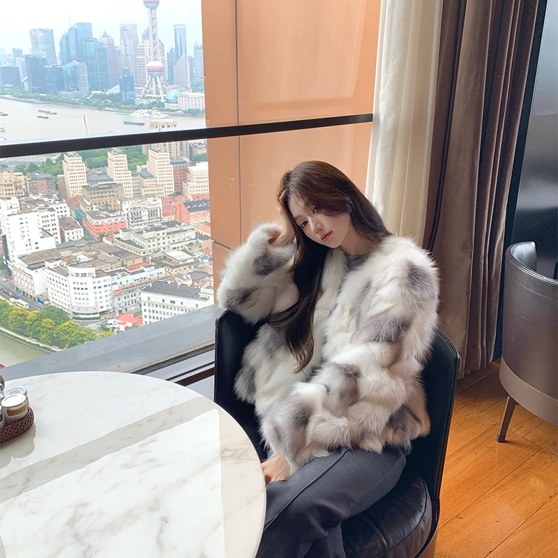 1987 fur“牛奶布丁”新款狐狸毛皮草外套女短款年轻款毛毛大衣冬