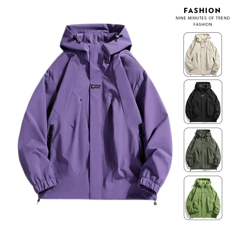 745男女同款户外夹克春季新款防风连帽户外宽松情侣时尚夹克B1