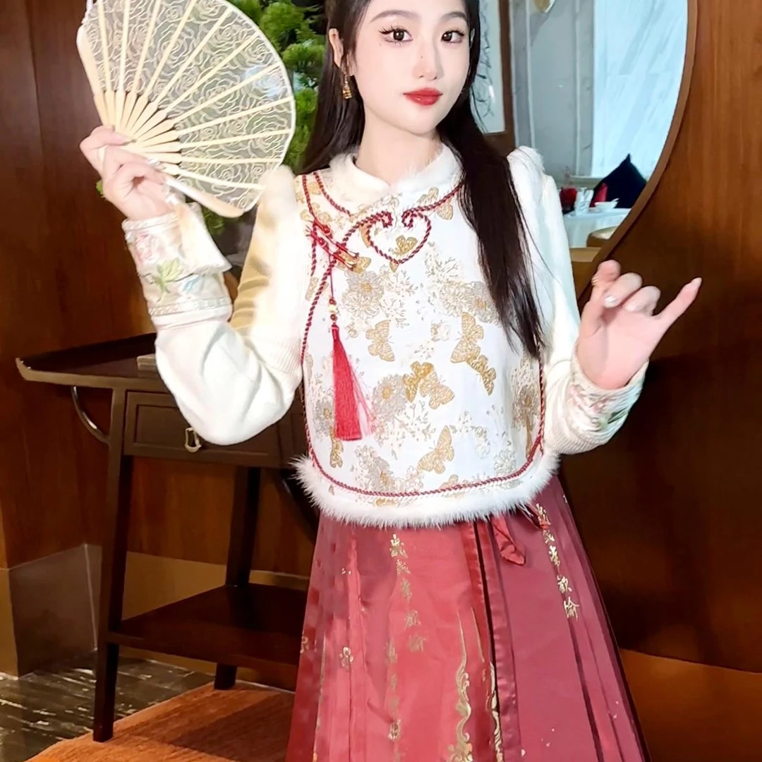 【媛珠 如意】重工新中式国风刺绣女棉马甲秋冬中国风拜年服日常