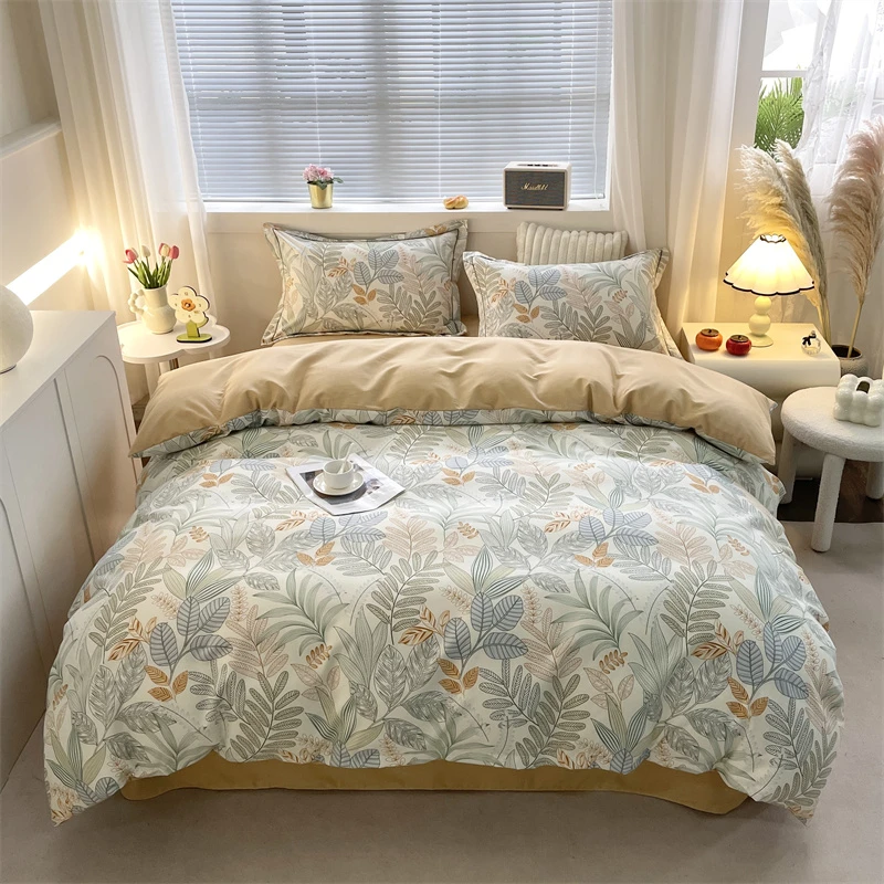 【秋冬新品】斜纹100全棉透气纯棉印花四件套-单双人床裙款床上用品