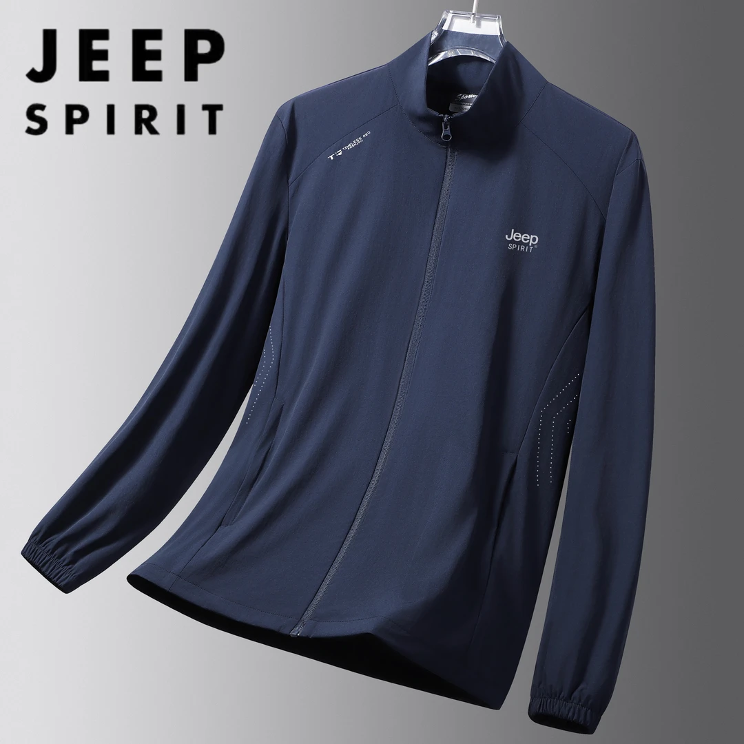 JEEPSPIRIT夏季户外冰丝防晒衣男士透气宽松大码钓鱼立领防晒服