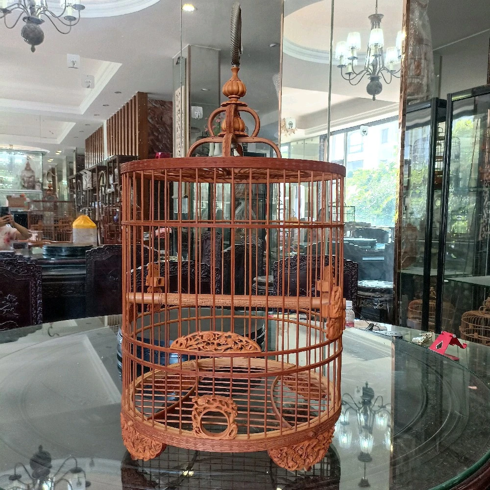 四君子纯手工雕刻直径33笼身净高35.5画眉橙腹四喜花千鸟笼老笼子