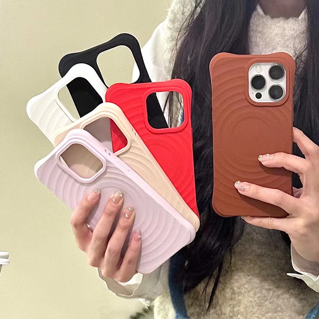 泼漾磁吸苹果14plus手机壳简约防摔纯色15plus女款网红全包壳白色