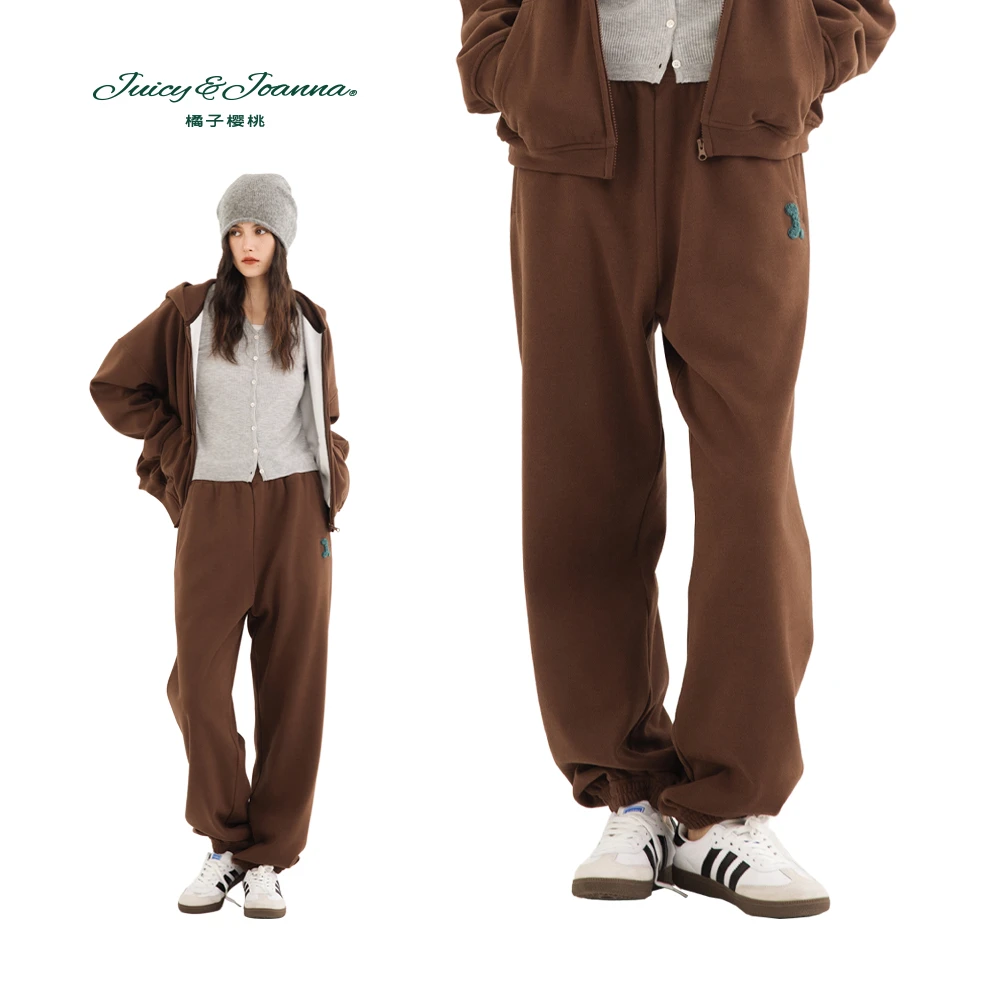 JUICY&JOANNA/橘子樱桃立体毛巾刺绣抓绒卫裤