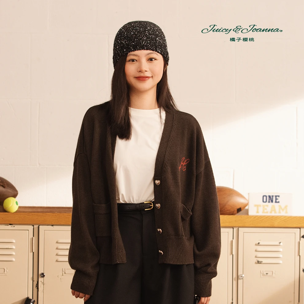 JUICY&JOANNA/橘子樱桃松弛刺绣开衫外套