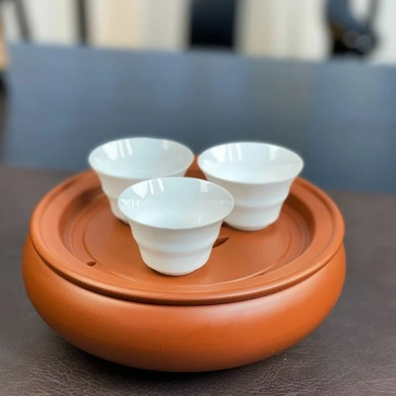 【6寸小茶盘/也可当壶承】朱泥圆形干泡盘陶瓷精美泡茶盘茶托盘简约